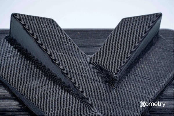 Close up of a FDM printed part made by Xometry.