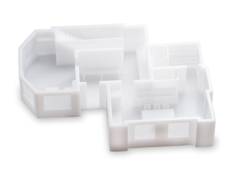 An architectural model made from Formlabs White V5 resin.
